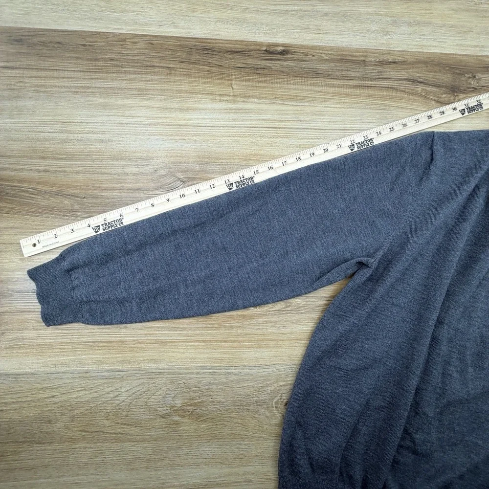 Brooks Brothers Mens Merino Wool Dark Gray V Neck Sweater Size XL